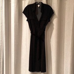 Black and white polka dot dress.